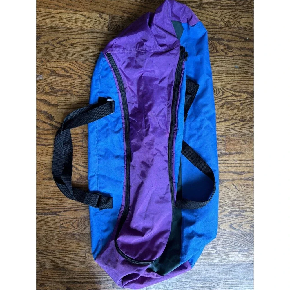 Vintage LL BEAN Duffle Bag W/ Sunrise Mountain Logo Blue Purple Large Camp Large